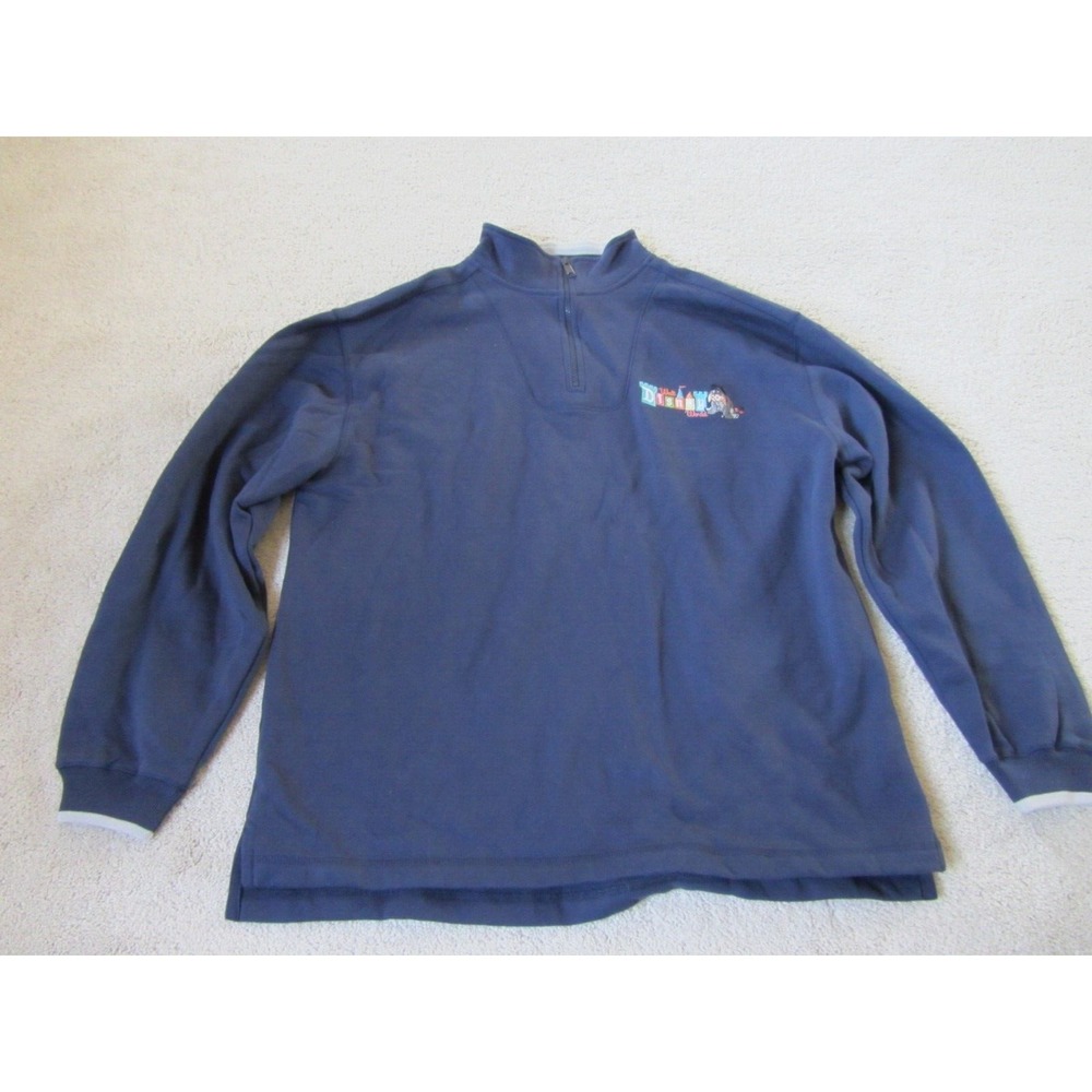 NWT Disney World Embroidered Eeyore Navy Fleece Jacket Quarter Zip